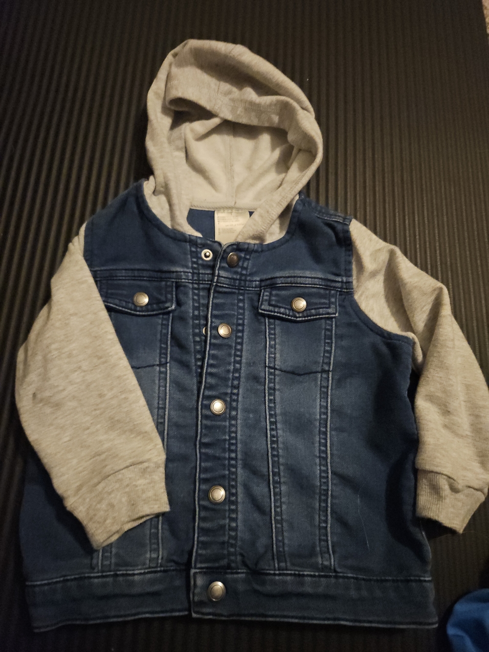 First Impressions Blue Denim Jacket with Grey Hood & Sleeves